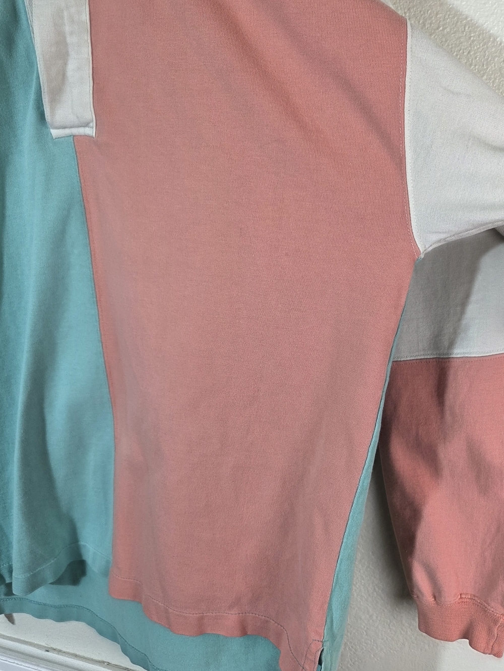 Vintage 90s Boundary Waters Colorblock Rugby Shirt Pullover Pastel Thick Cotton - Picture 8 of 16